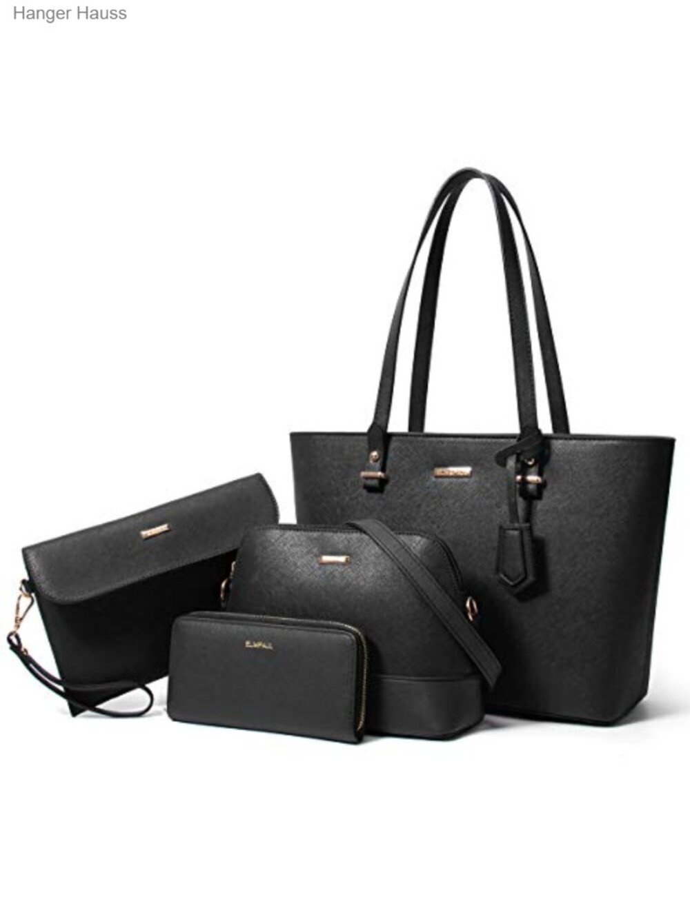 Women's Satchel Handbag Set with Wallet & Card Holder, Synthetic Leather Tote,